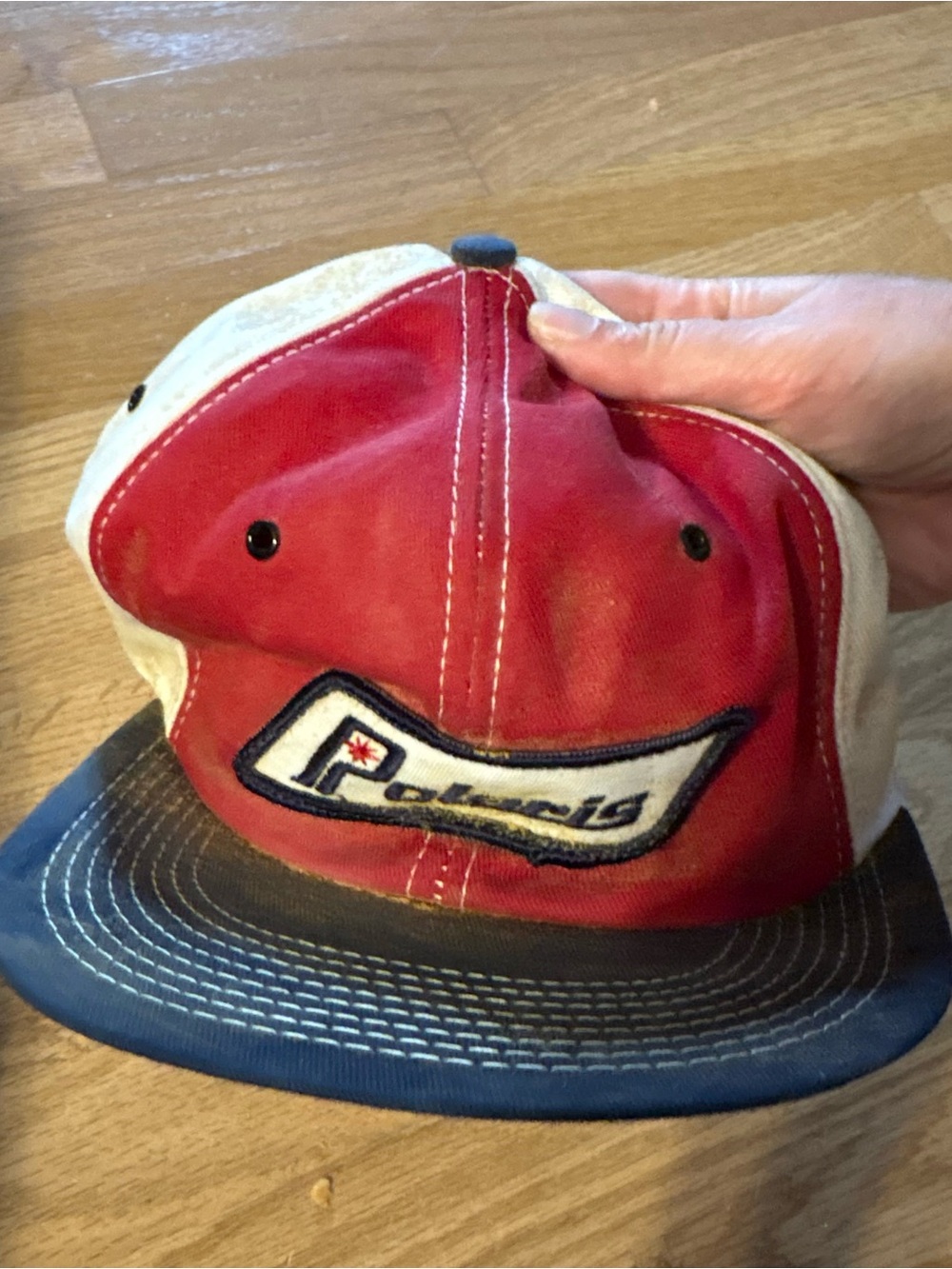 Vintage Polaris SnapBack Trucker Hat Red Blue White Patch